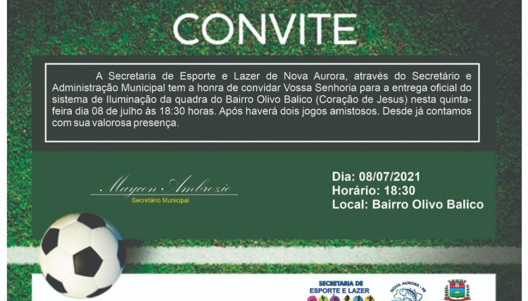 Administração Municipal e Secretaria de Esporte realizam entrega oficial da iluminação na quadra no bairro Olivo Balico
