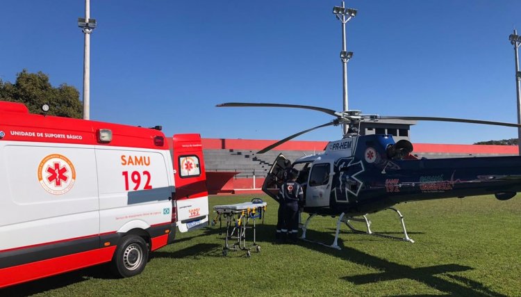 Helicóptero CONSAMU transporta paciente que sofreu um AVC em Jesuítas