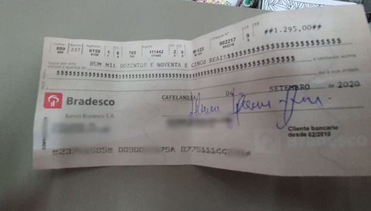 Mulher tenta passar cheque falso de R$ 1.295,00 em Cafelândia