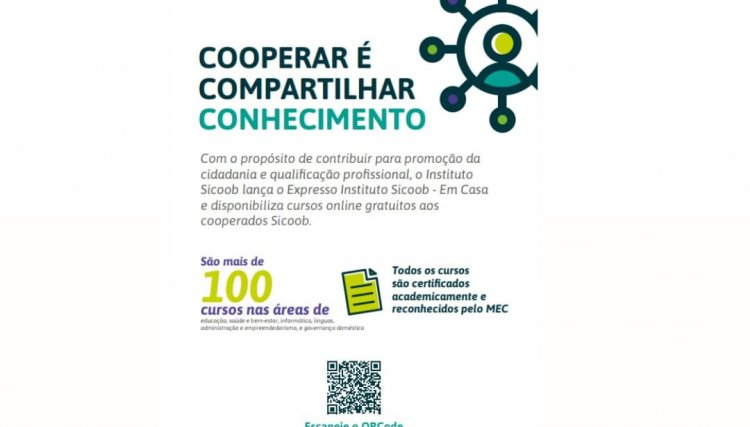 Sicoob disponibiliza gratuitamente Plataforma Digital com Cursos de Qualificação Profissional.