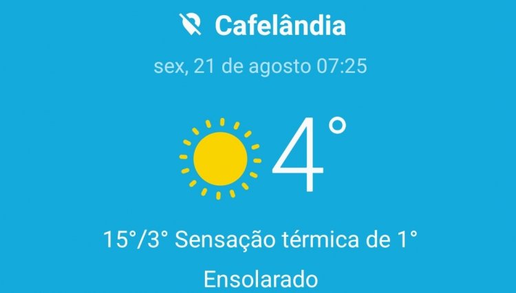Cafelândia amanhece com 4°C e Simepar destaca a formação de geada fraca na região Oeste 