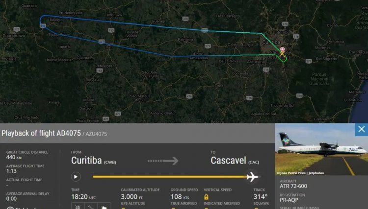 Avião da Azul que havia decolado de Curitiba a Cascavel precisa retornar ao Aeroporto Afonso Pena