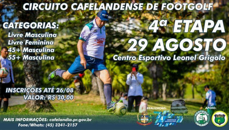 Inscrições para 4ª etapa do Circuito Cafelandense de Footgolf encerram-se amanhã (26)