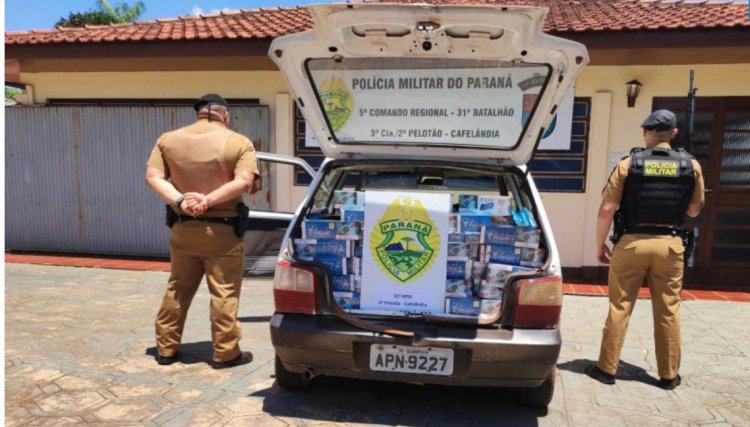 PM de Cafelândia apreende aproximadamente 300 caixas de cigarros contrabandeados do Paraquai