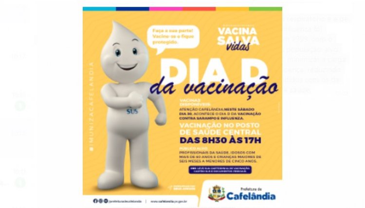 Cafelândia realiza Dia D de vacinação contra Sarampo e Influenza neste sábado