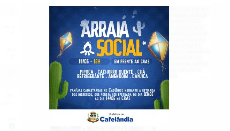 Assistência realizará Arraiá Social em Cafelândia 