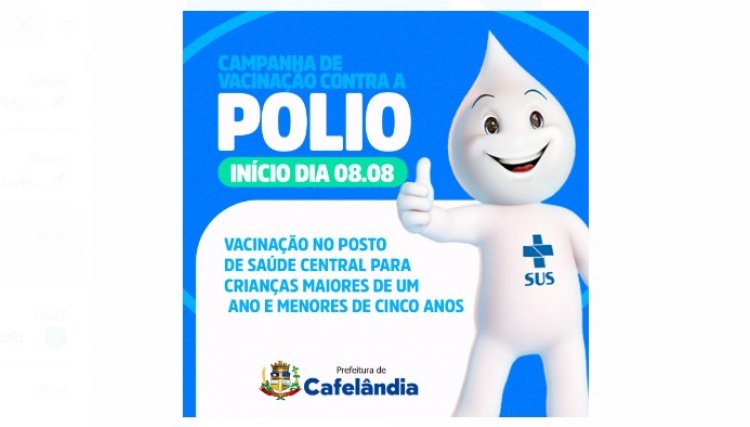 Campanha contra Poliomielite inicia nesta hoje em Cafelândia