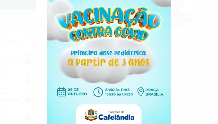 Cafelândia realiza amanhã (06) vacinação contra Covid-19 pediátrica para crianças com três anos de idade