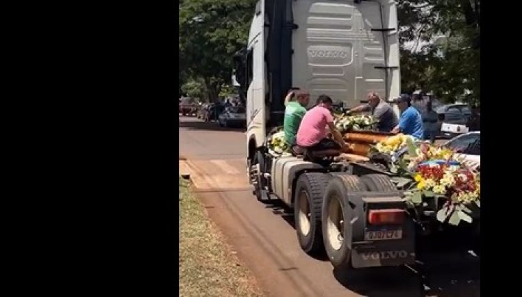 Caminhoneiros prestam homenagem para Marcos Sanches em Cafel&acirc;ndia