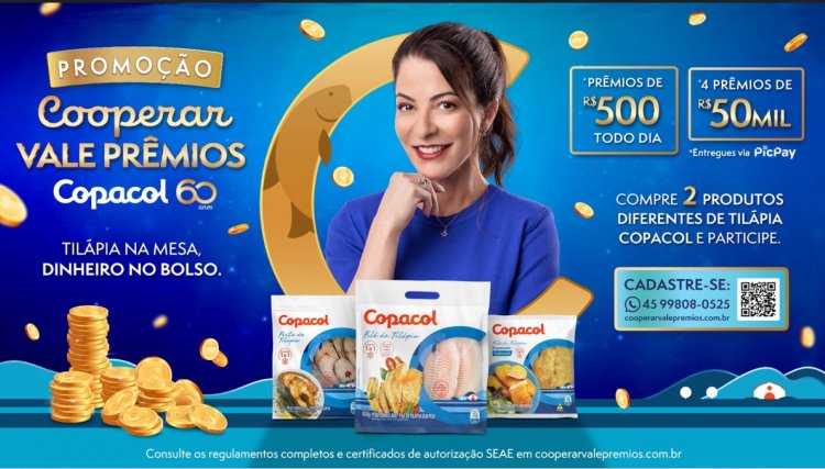 Copacol vai sortear R$ 500 todos os dias e quatro prêmios de R$ 50 mil até maio