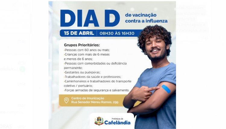 Dia D de vacinação contra a influenza é neste sábado 15 em Cafelândia