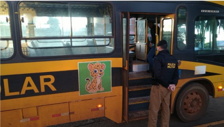 Polícia Militar realiza fiscalização em veículos escolares de Cafelândia