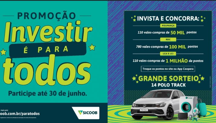 Investir é para todos: Sicoob sorteia R$ 5,1 milhões em prêmios em nova campanha 