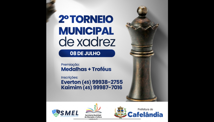 Torneio de Xadrez terá premiação em dinheiro em Cafelândia