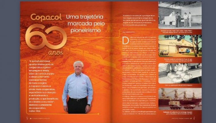 Revista produz matéria especial dos 60 anos da Copacol e a sua trajetória marcada pelo pioneirismo e inovação
