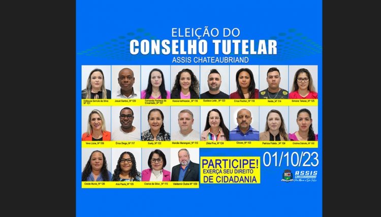 Faltam 18 dias para a Eleição do Conselho Tutelar em Assis, conheça os candidatos