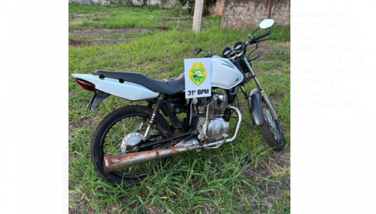 Mais uma motocicleta é apreendida em Cafelândia, somando quatro em menos de uma semana
