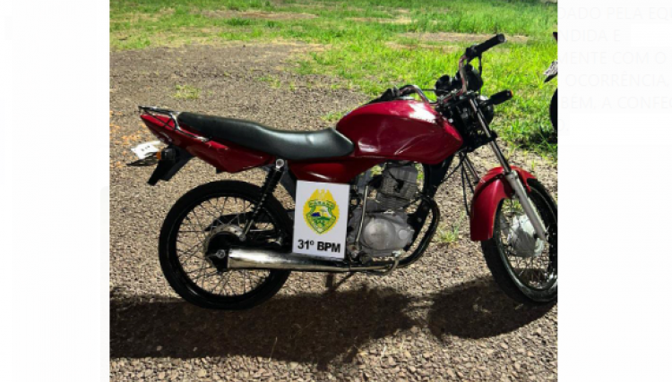 Após tentativa de fuga do condutor mais uma motocicleta é apreendida em Cafelândia