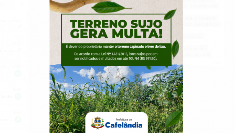 Terrenos sujos são passíveis de multa em Cafelândia 
<br/>