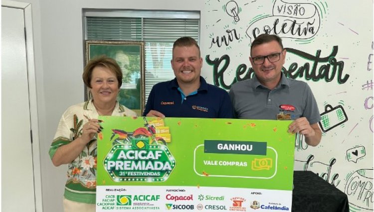 A entrega dos prêmios do ultimo sorteio da Campanha ACICAF PREMIADA foi um grande sucesso