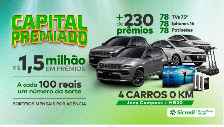 Capital Premiado Sicredi distribui mais de R$ 1,5 milhão em prêmios