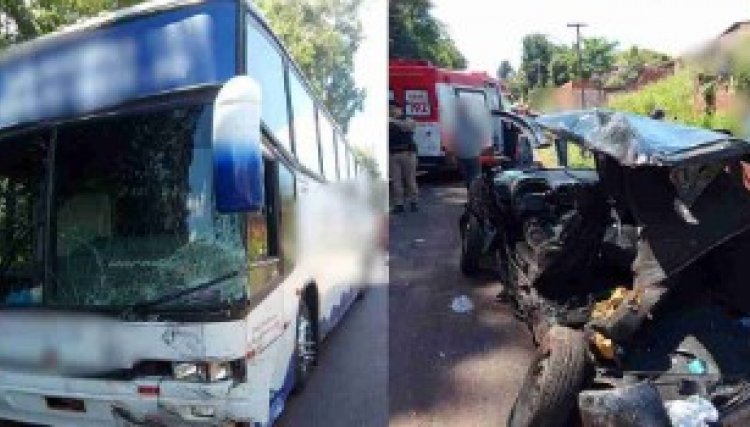 Grave acidente em Nova Aurora deixa carro destru&iacute;do e imagem de Nossa Senhora dentro do ve&iacute;culo ficou quase intacta