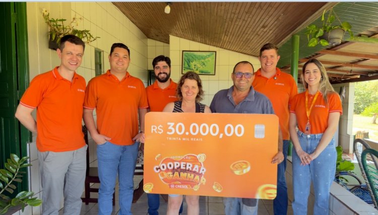 Cooperado de Ipor&atilde; recebe pr&ecirc;mio de R$ 30mil da campanha Cooperar &eacute; Ganhar<br/><br/>