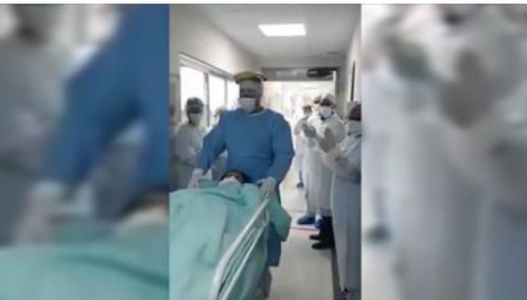 Sob aplausos, primeira paciente do Covid-19 deixa UTI do HU
