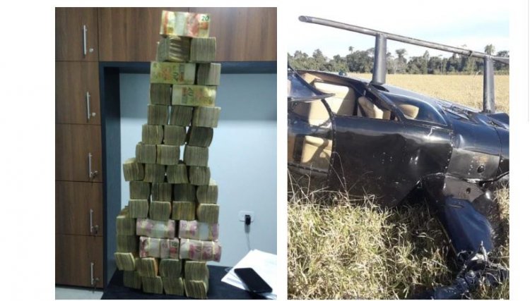 Helicóptero com R$ 500 mil faz pouso forçado e o piloto é preso no PR