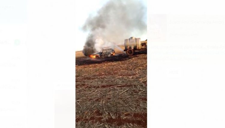 Carro de vereador de Cafelândia é destruído pelo fogo