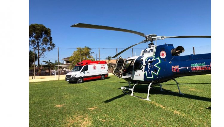 Mulher sofre AVC em Nova Aurora e helicóptero do CONSAMU é acionado