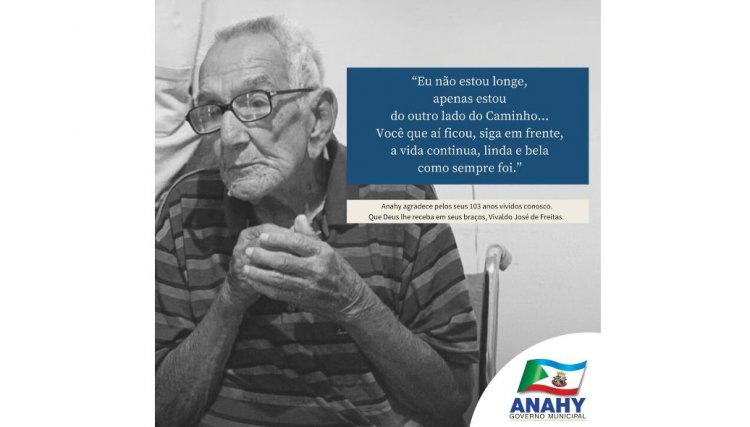 É com pesar que comunicamos o falecimento de Vivaldo de Freitas em Anahy 