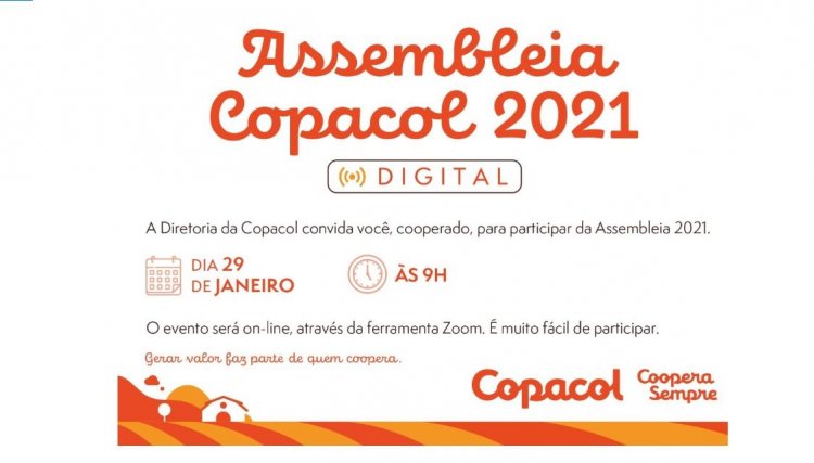 Assembleia Geral Ordinária Digital da Copacol será nesta sexta-feira