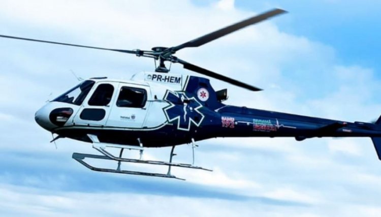 Helicóptero do Consamu é acionado para transportar paciente do PAM em Cafelândia