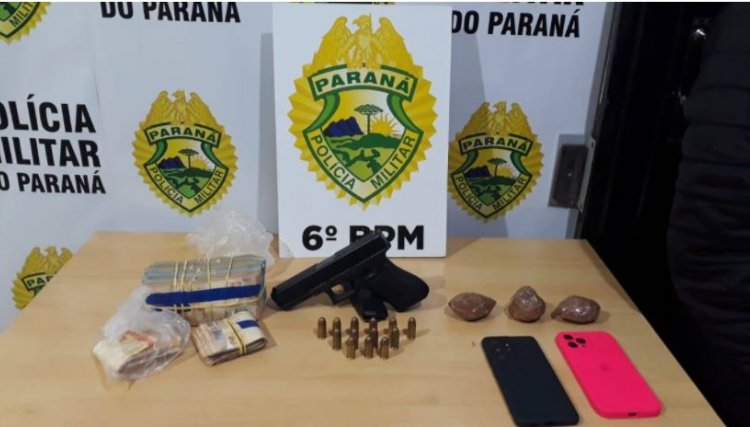 PM apreende mais de R$ 50 mil, 228g de cocaína e uma Glock, na BR 369 em Corbélia