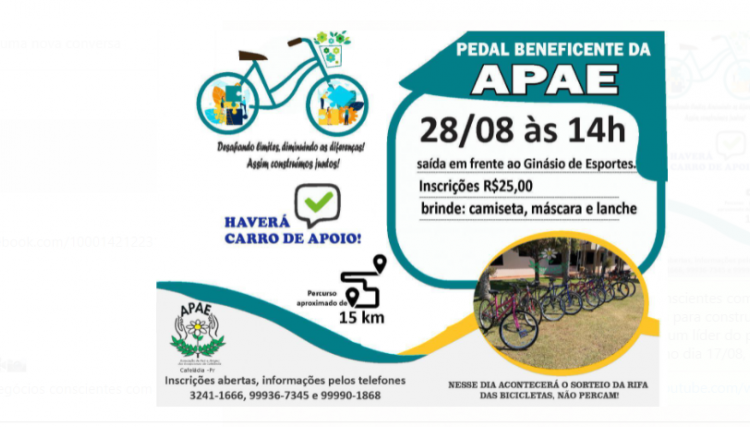 Pedal beneficente da Apae em Cafelândia 