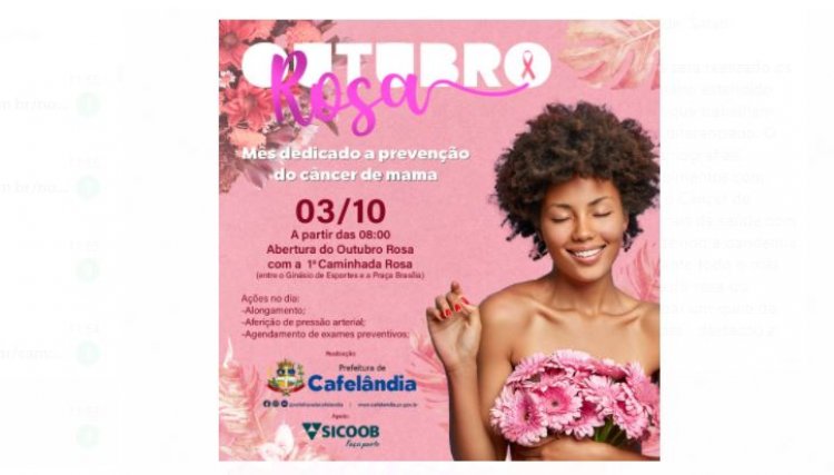 Caminhada Rosa abre a programação do Outubro Rosa em Cafelândia domingo (03/10)