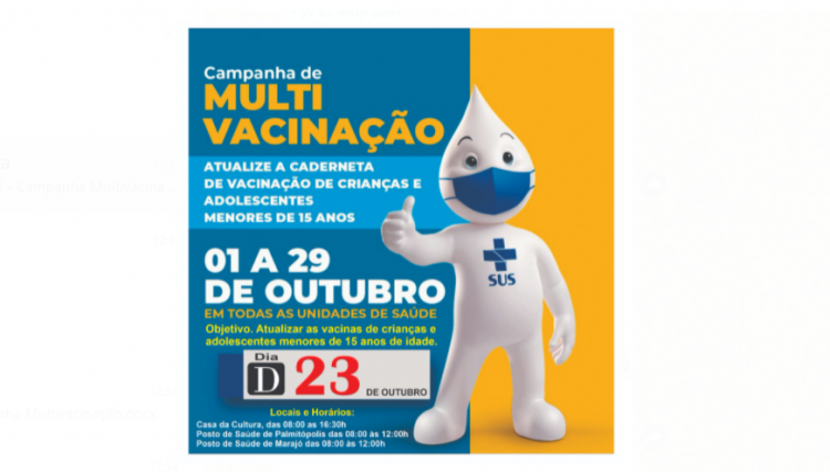 Nova Aurora participa da Campanha Nacional de Multivacinação dia 23 de outubro 