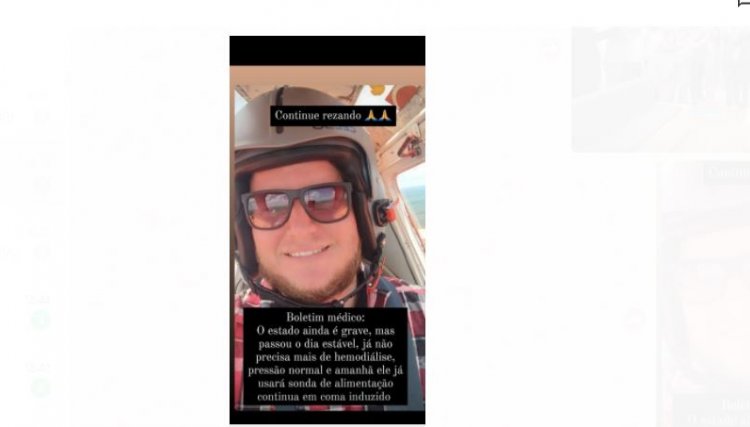 Estado de saúde de piloto Cafelandense continua grave, mas ele se manteve estável nas últimas 24 horas