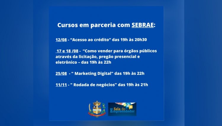 Sala do Empreendedor de Cafelândia oferece em parceria com o Sebrae cursos aos MEIs