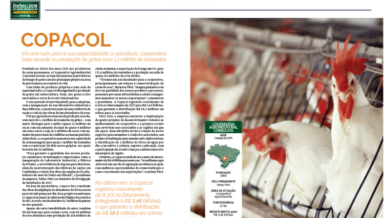 Cooperativa se consolida entre as maiores empresas do Agro no Brasil