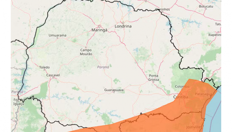 Mais de 40 cidades do PR têm alerta de chuvas intensas com ventos de até 100 km/h, veja quais