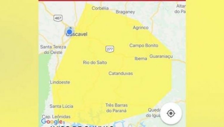 Defesa Civil alerta risco de temporal na região oeste