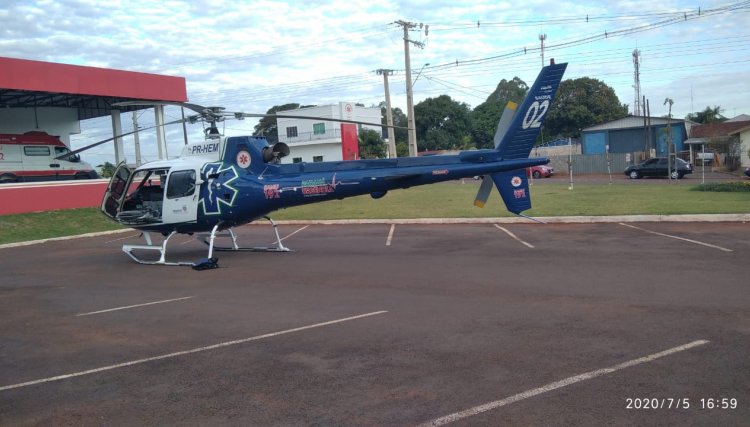 Mulher é transportada de helicóptero após suspeita de infarto em Cafelândia 