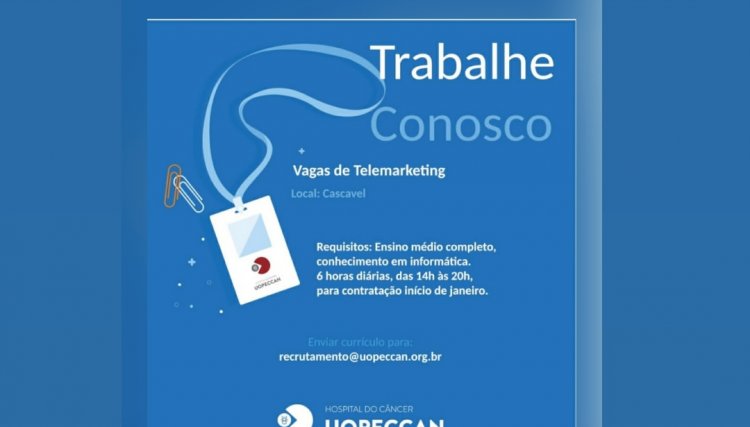 Uopeccan de Cascavel abre vagas para operador de Telemarketing