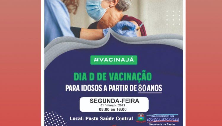 Nova Aurora recebe 140 doses da vacina contra a Covid-19 para idosos acima de 80 anos