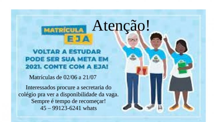 Abertas às inscrições para o EJA no colégio Santos Dumont em Cafelândia 