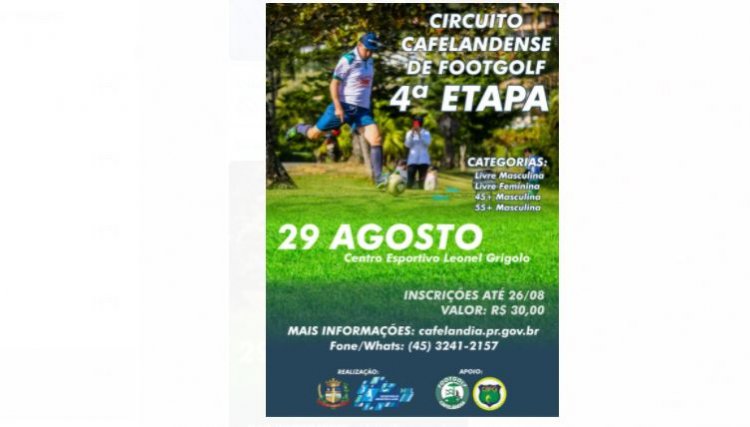 Estão abertas às inscrições para 4ª etapa do Circuito Cafelandense de Footgolf