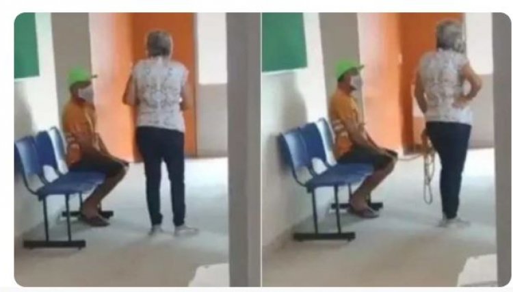 Mulher leva marido antivacina amarrado para posto de vacinação 