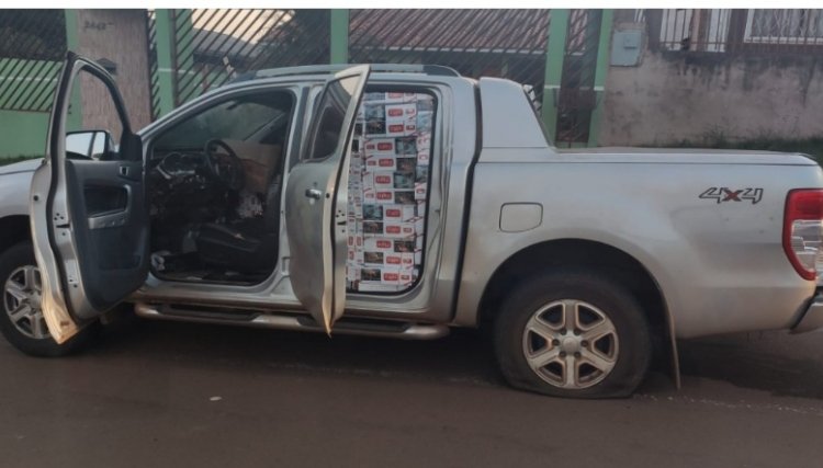 Após acompanhamento, PRF apreende Ranger carregada com 20 mil maços de cigarros